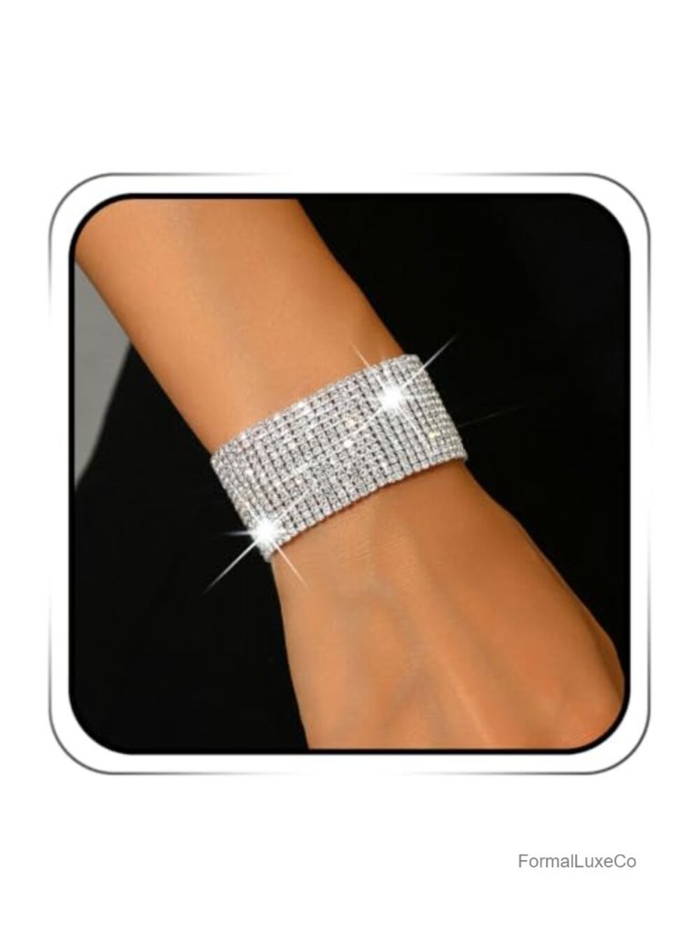 Rhinestone Bangle Bracelet Women Crystal Bling Sparkly Jewelry Alloy